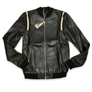 Bolongaro Trevor TALL Haden Leather Bomber Black Jacket Coat XS